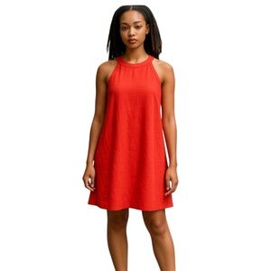 Sigrid Olsen Dress Womens Size M Orange 100%‎ Linen Sleeveless Shift Mini New